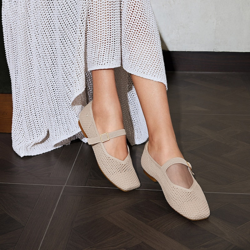 Beige Transparent Ballet Flats