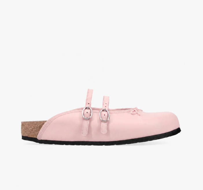 Pink Leather Slip-On Mules