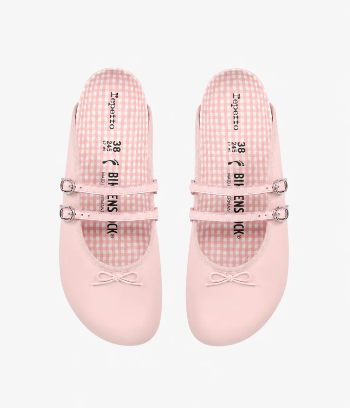 Pink Leather Slip-On Mules