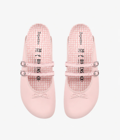 Pink Leather Slip-On Mules