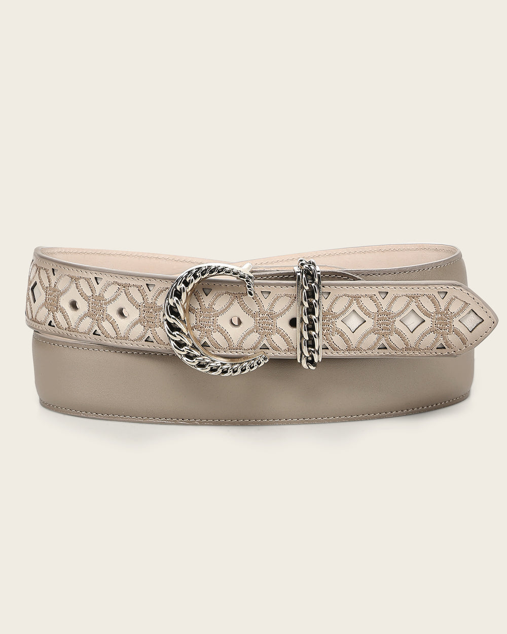 Beige Leather Belt
