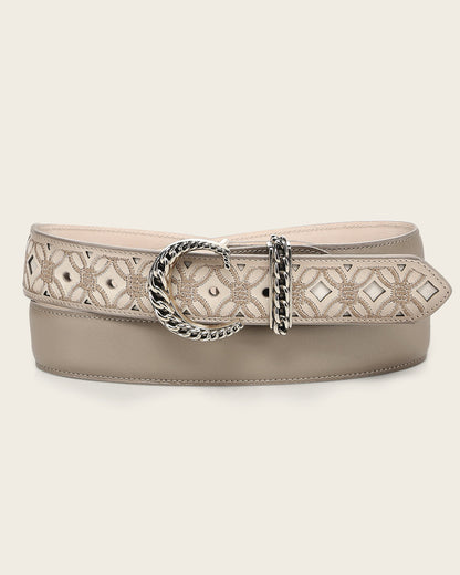 Beige Leather Belt