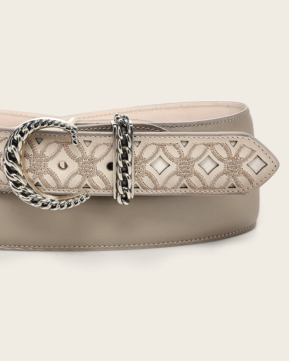 Beige Leather Belt