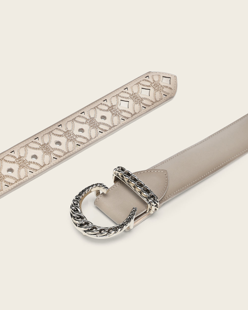 Beige Leather Belt