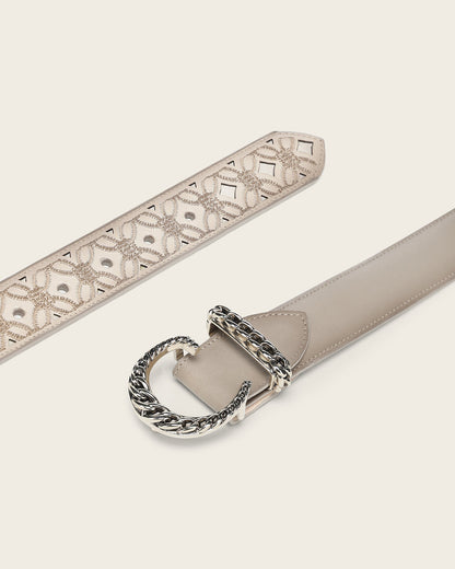 Beige Leather Belt