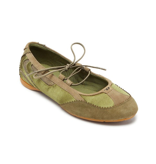 D-Mile - Lace-up flats in leather and mesh