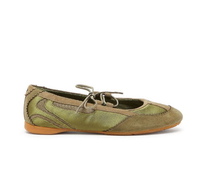 D-Mile - Lace-up flats in leather and mesh