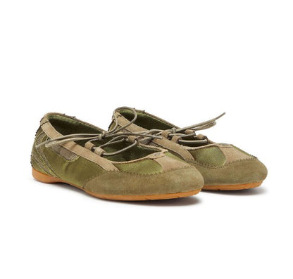 D-Mile - Lace-up flats in leather and mesh