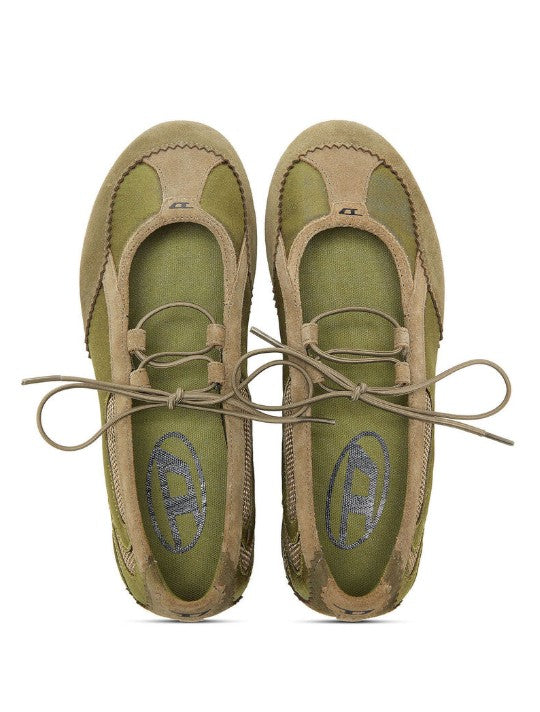 D-Mile - Lace-up flats in leather and mesh