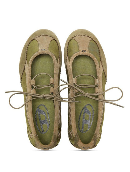D-Mile - Lace-up flats in leather and mesh