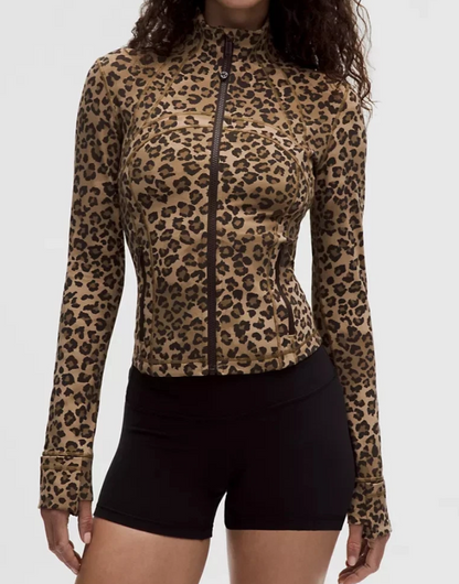 Leopard Print Lightweight Full-Zip Workout Jacket