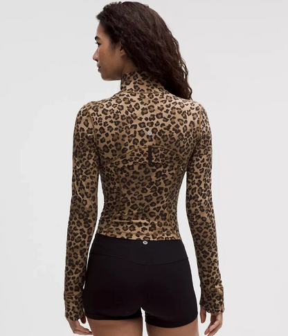 Leopard Print Lightweight Full-Zip Workout Jacket